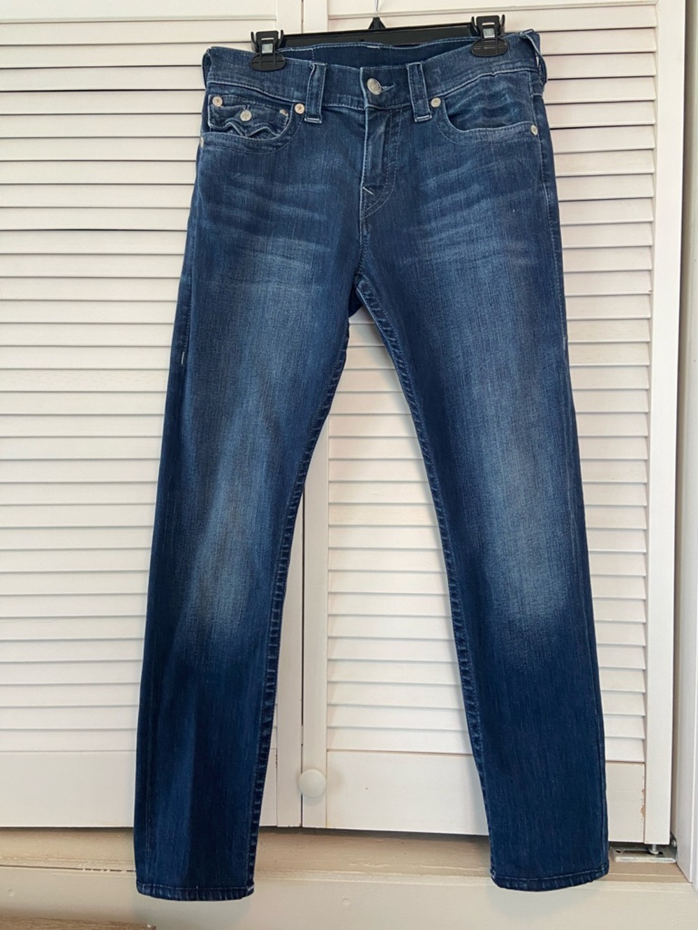 True Religion Men’s 30 Waist Rocco Relaxed Skinny Jeans in Gotham Grind Finish